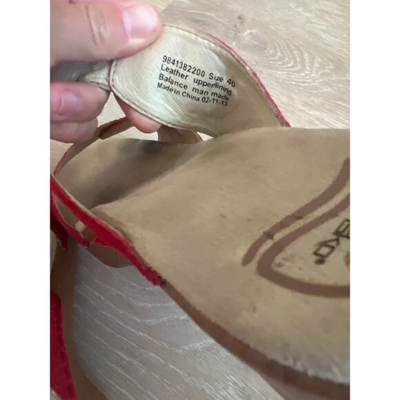 Dansko Red Snake Print Leather Sophie Sandals Double Strap Platform Wedge US 9 - Picture 5 of 6